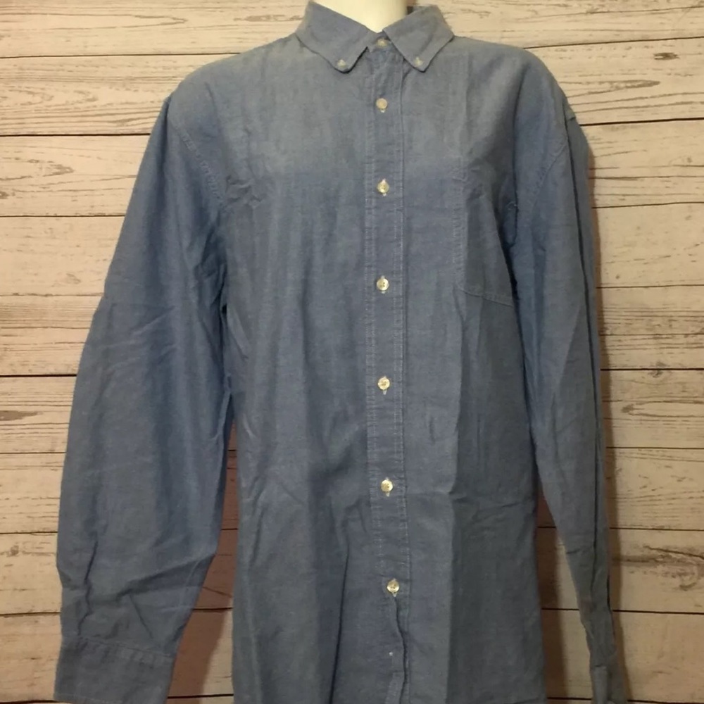 Chaps XL Long Sleeve Denim Button Down Shirt U3